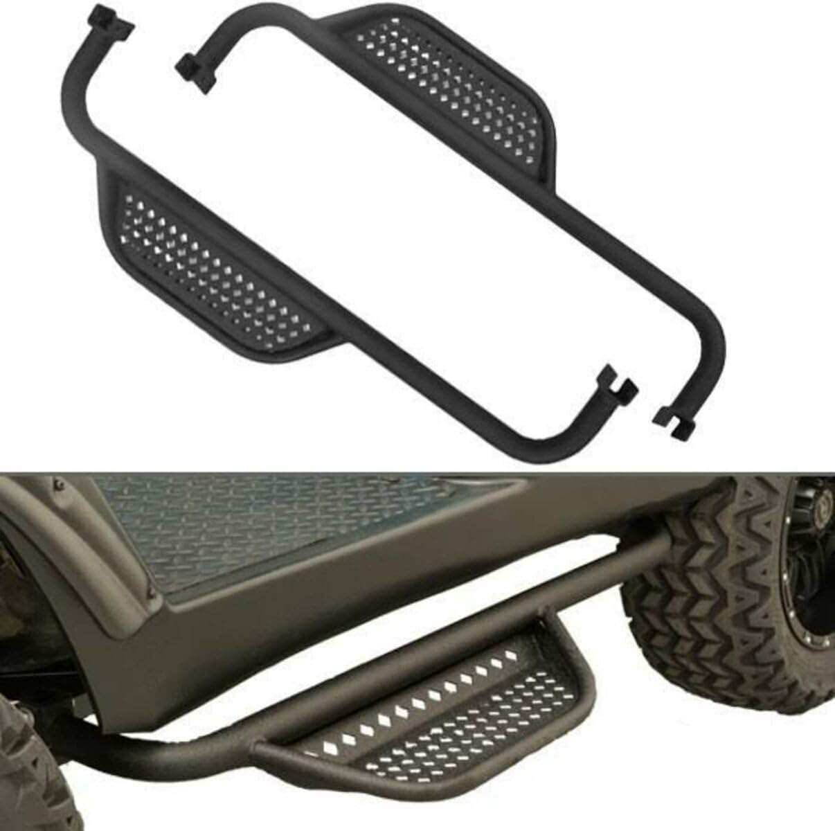 Performance Plus Carts MadJax MJFX Club Car Precedent Golf Cart Armor Nerf Bar Drop Down Side Step and Mounting Kit | Black Matt