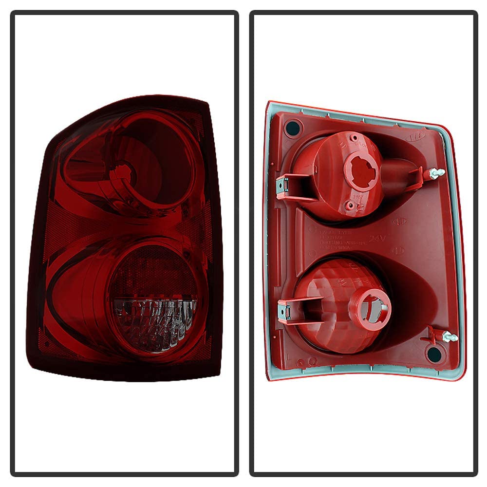 ACANII Tail Lights for 2005-2011 Dodge Dakota - Blk Tinted Left+Right Replacement, Midnight Red