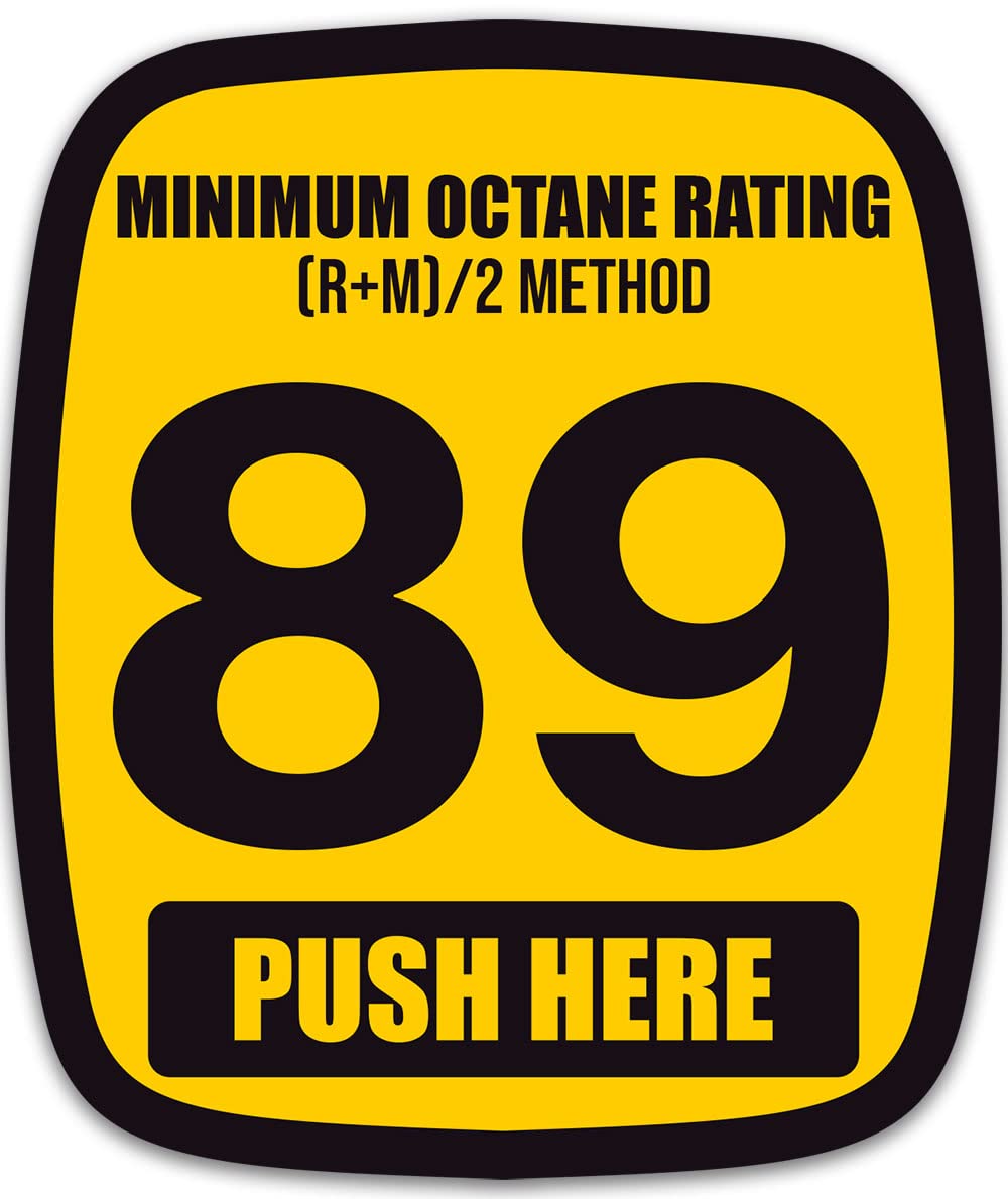 AV 89 Octane Sticker, Minimum Octane Rating Gasoline Sticker for Fuel Pumps and Gas Stations (2x2.5 Inches)