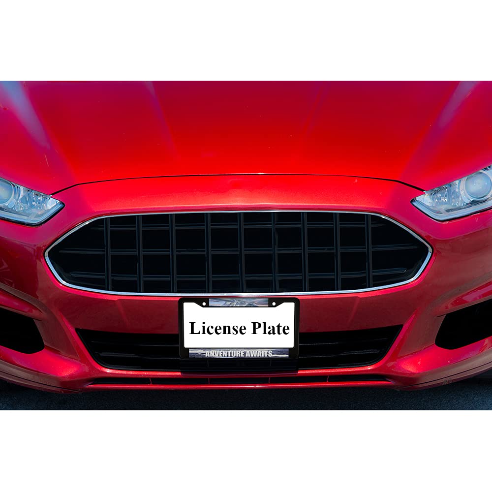 Ofloral Adventure Awaits Aluminum Alloy License Plate Frame Natural Snow Mountain Plateau River Applicable To Us Standard Car Me