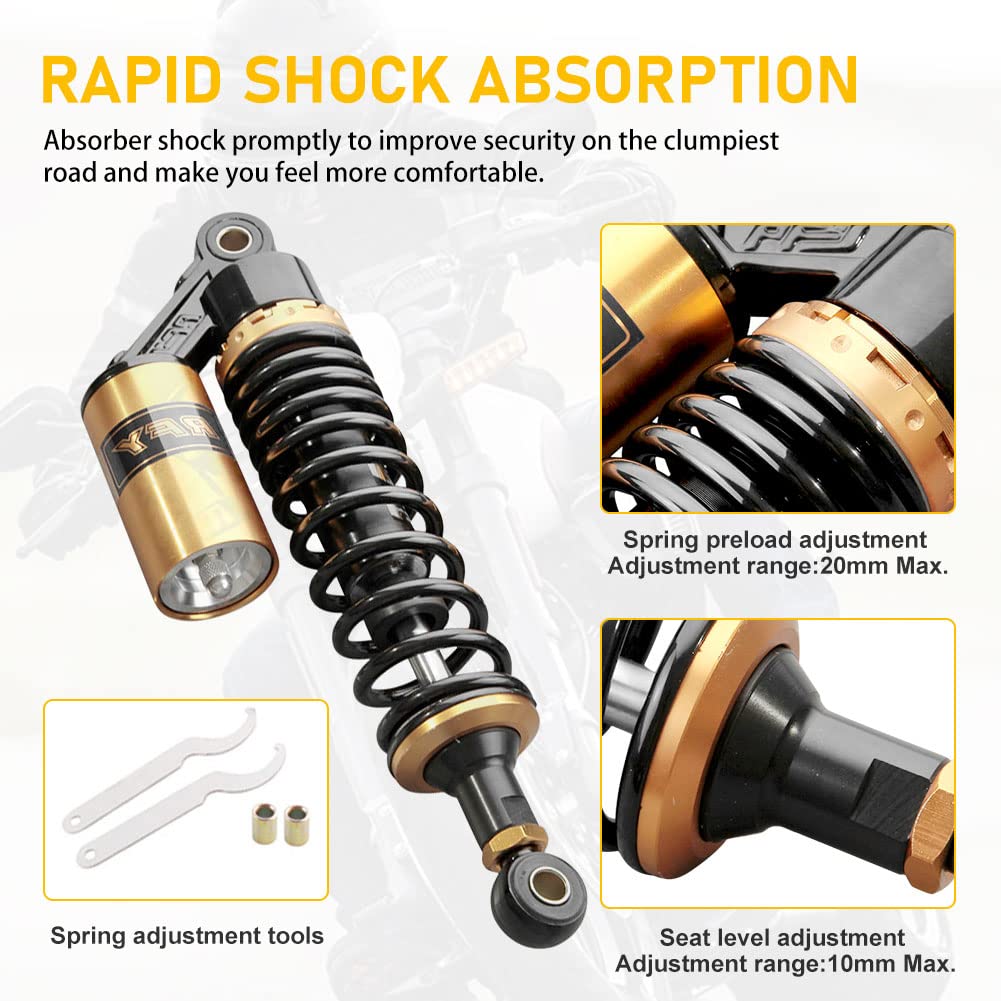 Newsmarts 2pcs 12.5'' 320mm Motorcycle Air Shock Absorbers Rear Nitrogen Suspension Universal Fit for UTV ATV Go Kart Quad Dirt