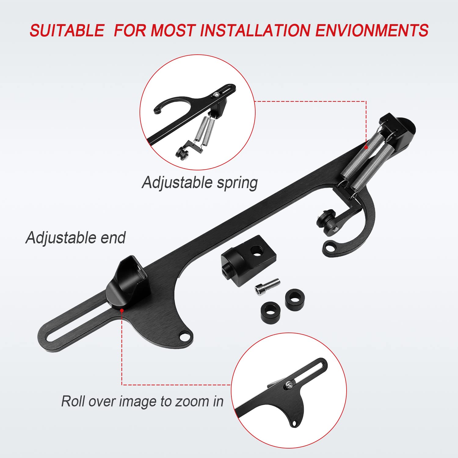 Wowyzl Throttle Cable Bracket For 4150 4160 Series Adjustable Aluminum Carburetor Bracket (Black)