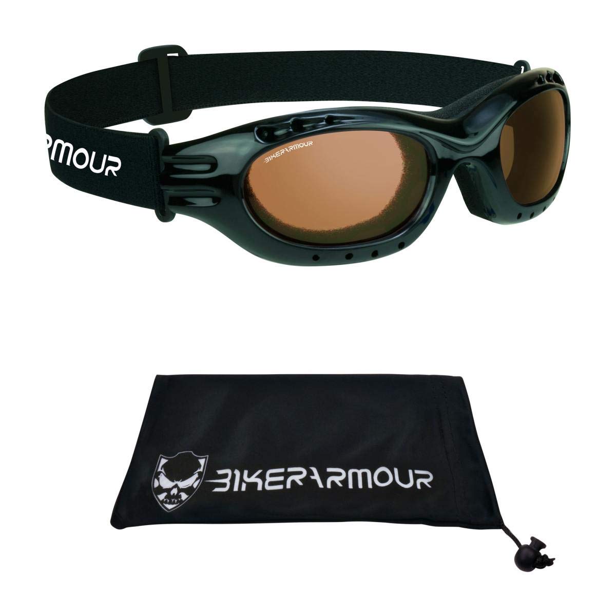 Bikershades Motorcycle Goggles Sunglasses High Definition Blue Light Blocker Foam Cushion Adjustable Strap Ski Sky Diving