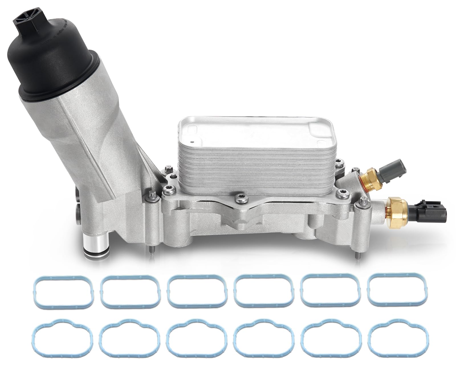 Temsone 926-959 Upgraed Aluminum Engine Oil Filter Housing Oil Cooler Kit With Gaskets Sensors Compatible With 2017-2018 Chrysle
