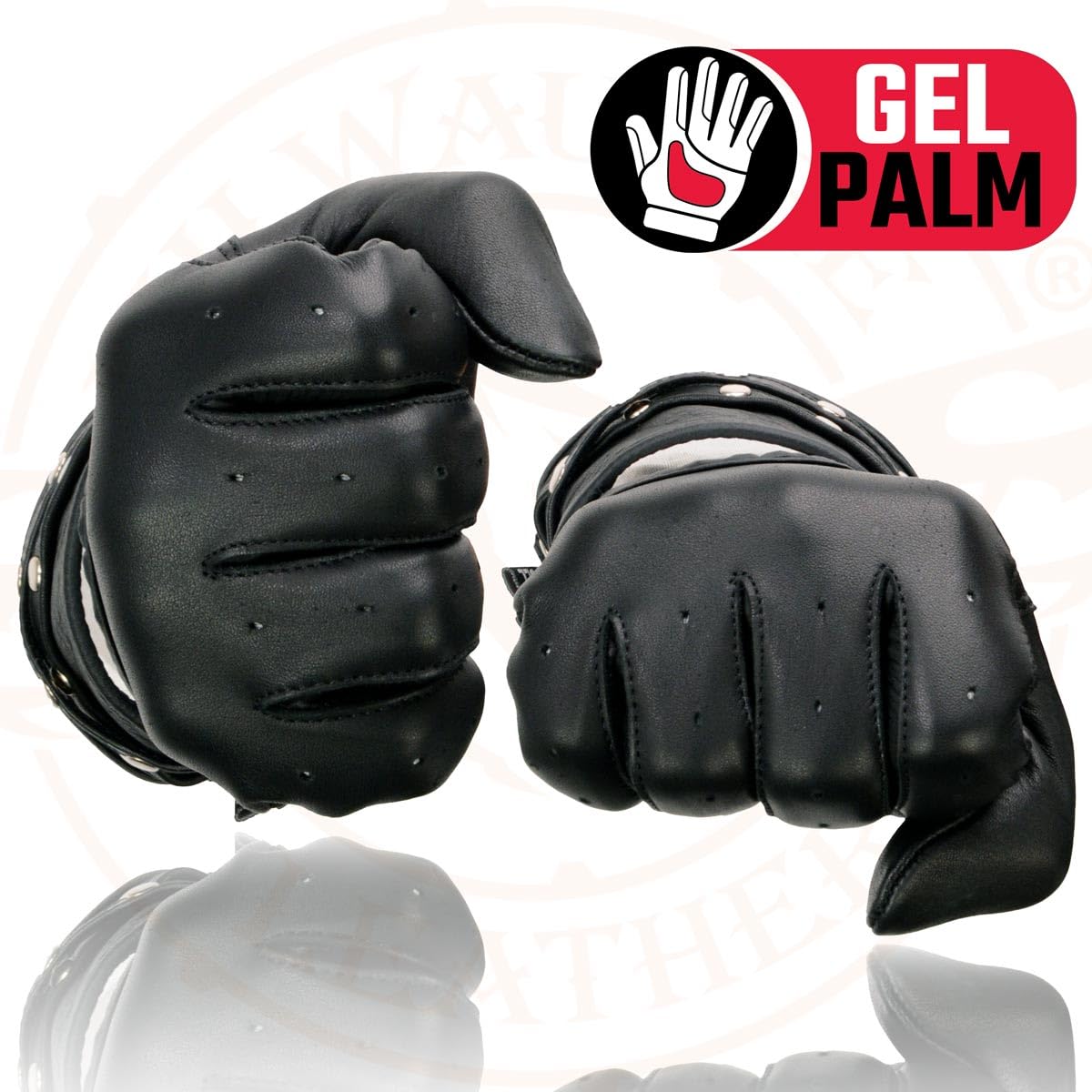 Milwaukee Leather MG7765 Women's Black Leather Gel Palm Open Wrist Motorcycle Hand Gloves W/Stylish Wrist Detailing - XXX-Large