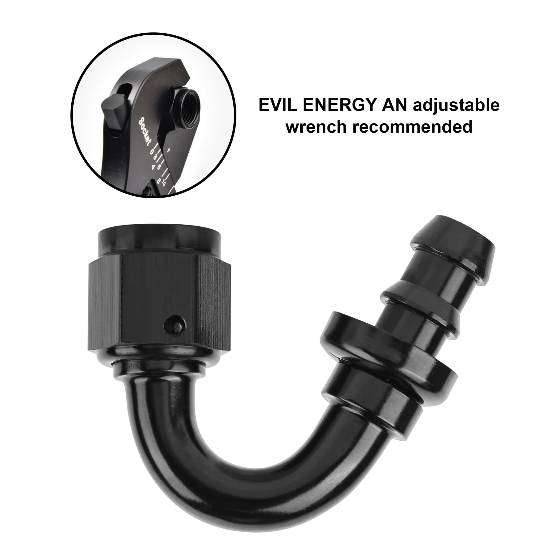 Evil Energy 6An 150 Degree Push Lock Hose Fitting End Black