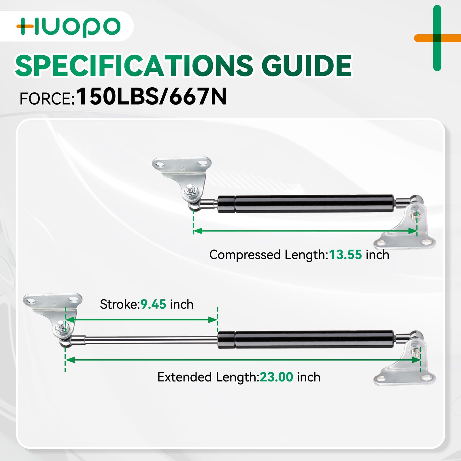 Huopo 23 Inch 150Lb/667N Gas Strut Shock Lift Support For Rv Bed Storage Lid Basement Compartment Door Floor Hatch Container Ven