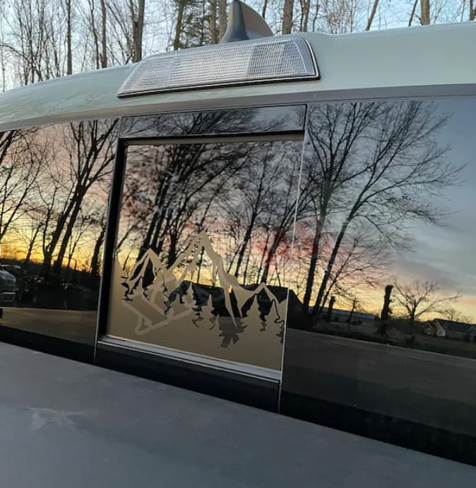 Xinghe For Chevy Silverado Gmc Sierra, Rear Middle Window American Flag Decals Stickers (Matte Black Only Mountain, For 2004-201