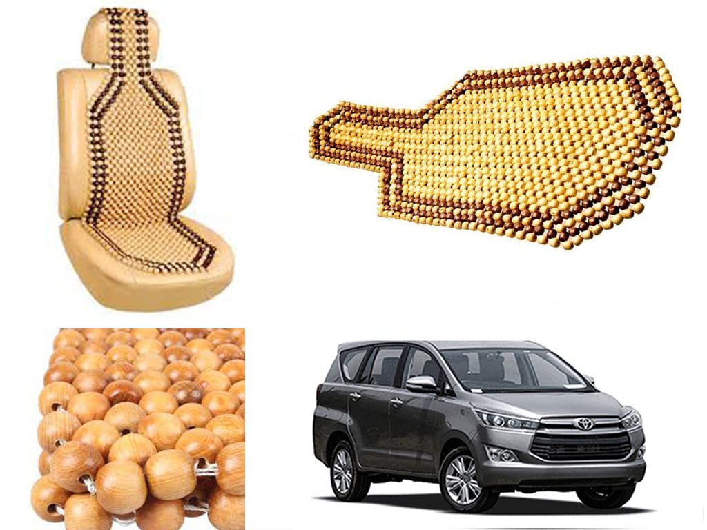 Shop Buy Car Bead Seat Wooden Beads Cushion Cover Pad for Toyota Innova Crysta 2016, Acupressure Sitting Car Seat Cover | Cream 
