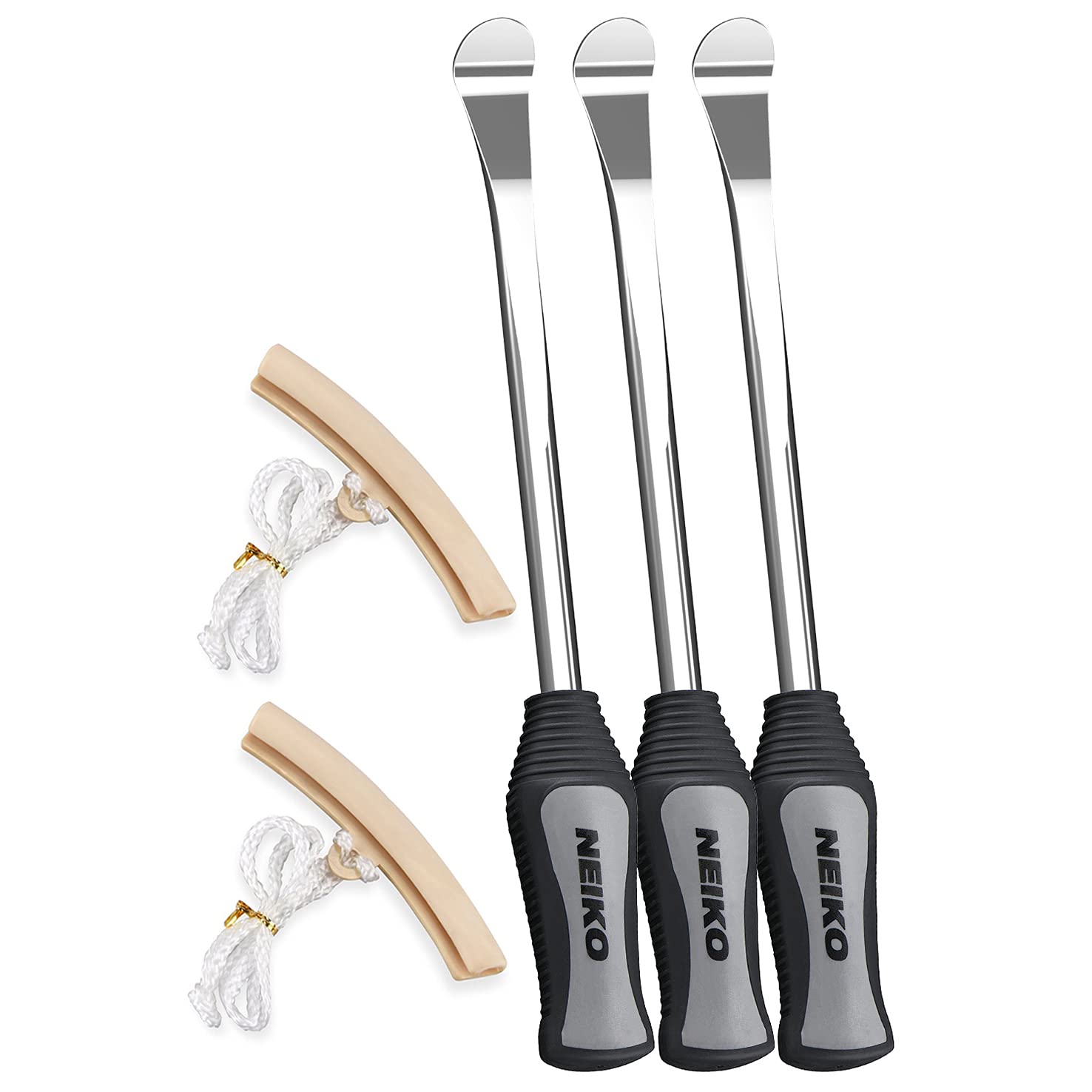 NEIKO 20600A Tire Spoon Levers, Repair Tool Kit, 11 1/2Inch Hardened Steel Irons, 2 Rim Protectors, 5Piece Tire Levers Set, Ti