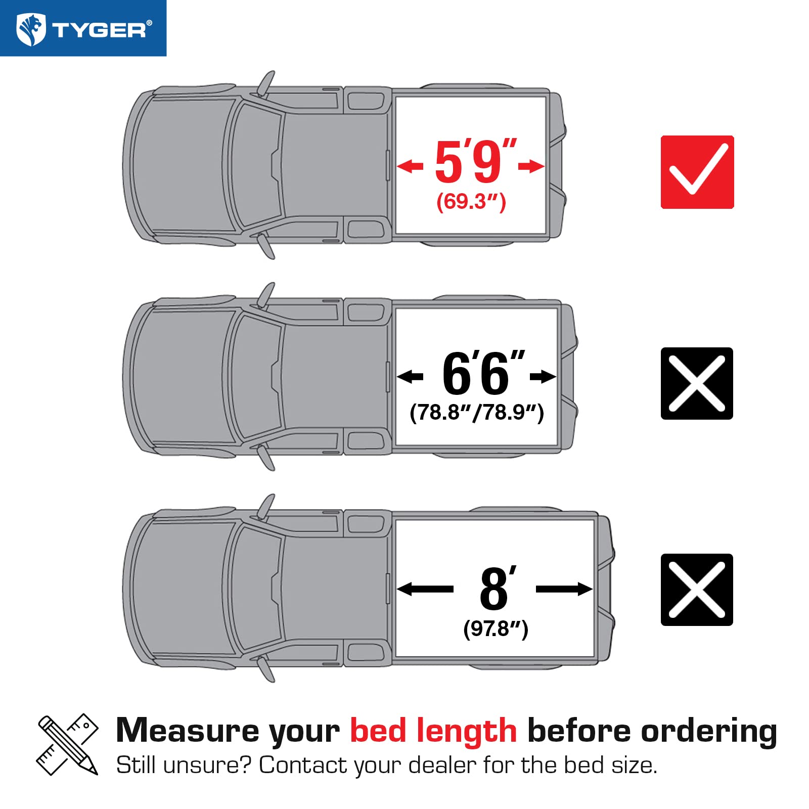 Tyger Auto T3 Soft Tri-Fold Truck Bed Tonneau Cover Compatible With 2014-2018 Chevy Silverado Gmc Sierra 1500; 2019 Ld / Limited