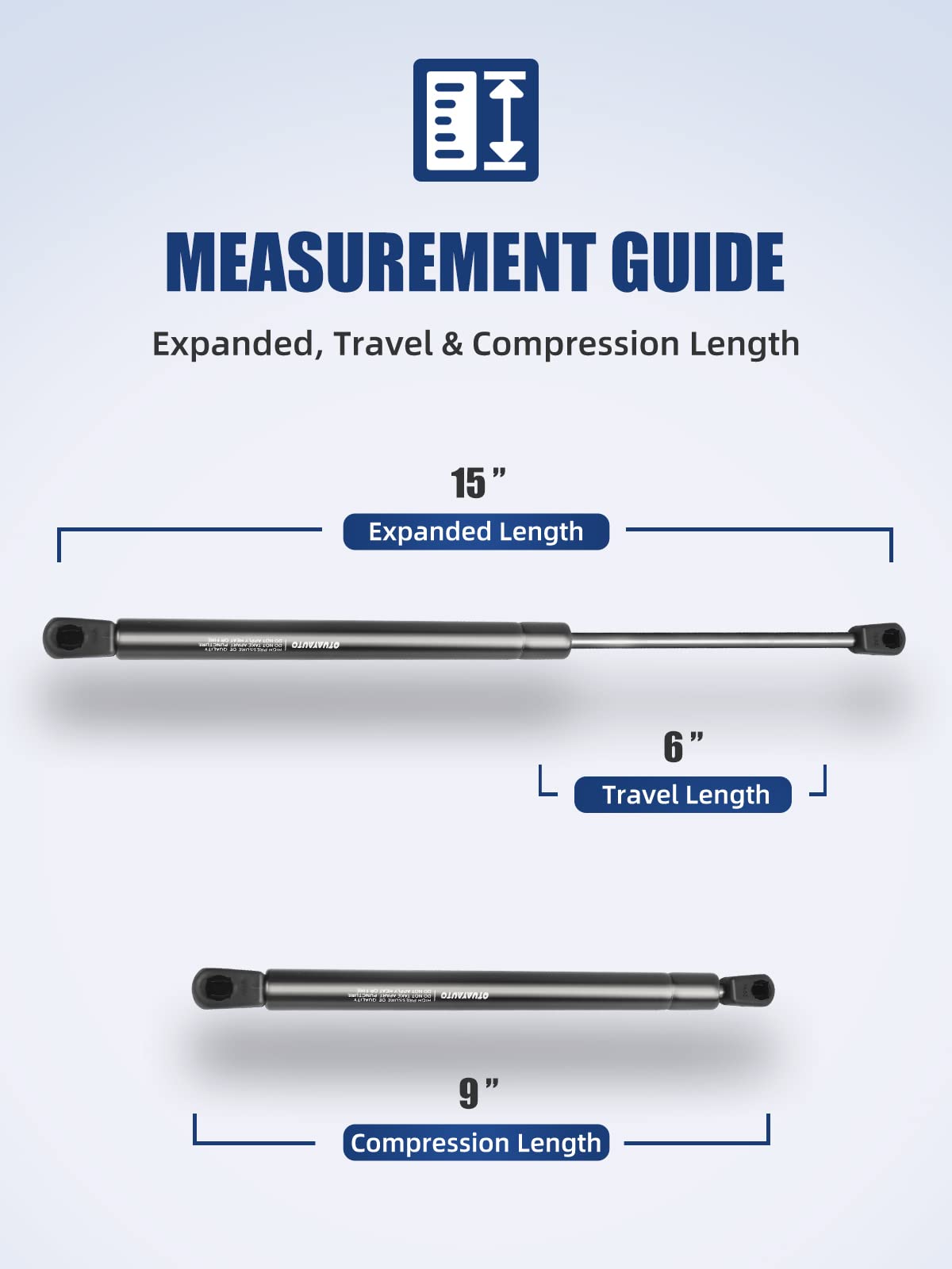 Otuayauto 15 Inch Gas Struts - 356N/80Lbs Universal Lift Support - Gas Shocks For Tool Box Shock, Truck Cap Strut, Hydraulic Doo