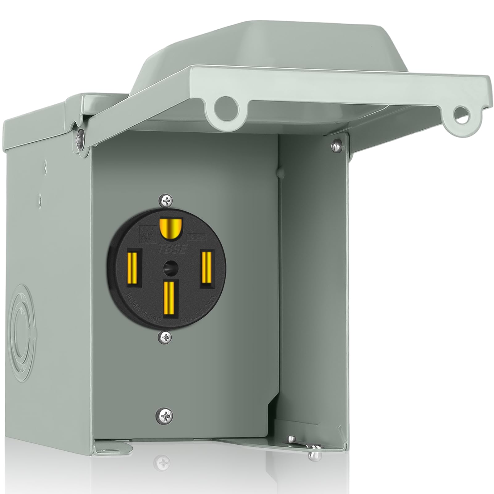 Paulinn 50 Amp Rv Outlet Box, Nema 14-50R Outlet 125/250 Volt Rv Plug W/Anti-Theft Lockable Swing Cover, Ul Listed & Weatherproo