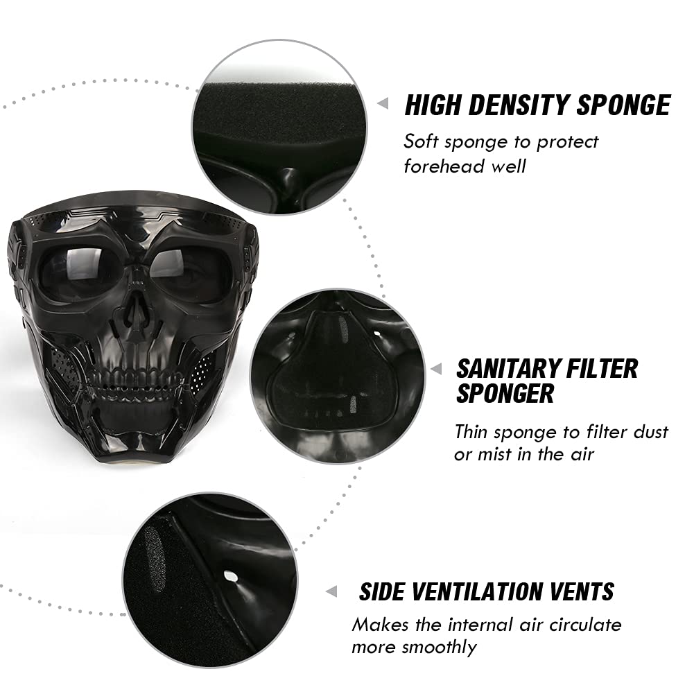 Outamateur Motorcycle Skull Goggle Mask Riding Goggles Safety Road Riding UV Motorbike Glasses for Riding/Skiing/Snowing/Motorcy