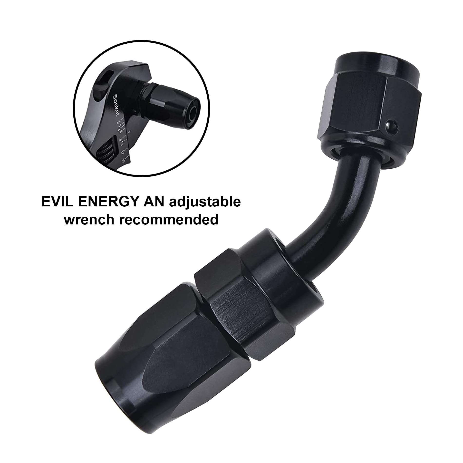 Evil Energy 4An Hose End Fitting 45 Degree Swivel For Cpe Braided Hose Black 2Pcs