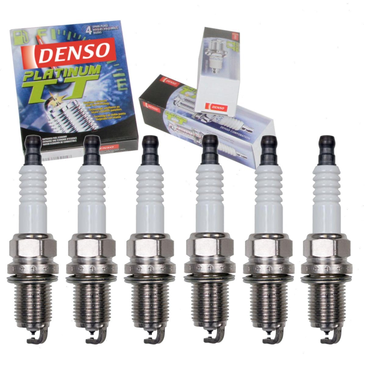 6 pc DENSO Platinum TT Spark Plugs compatible with Honda Accord 3.0L V6 2003-2007