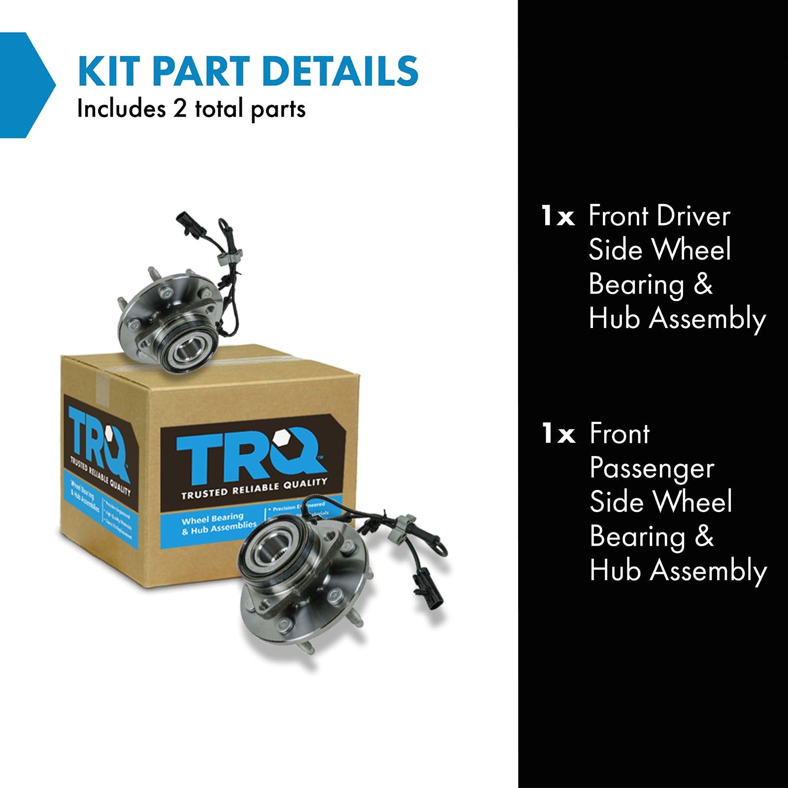 Trq 2 Front Wheel Hubs & Bearings Pair Set W/Abs For Chevy Gmc Truck 4X4 4Wd