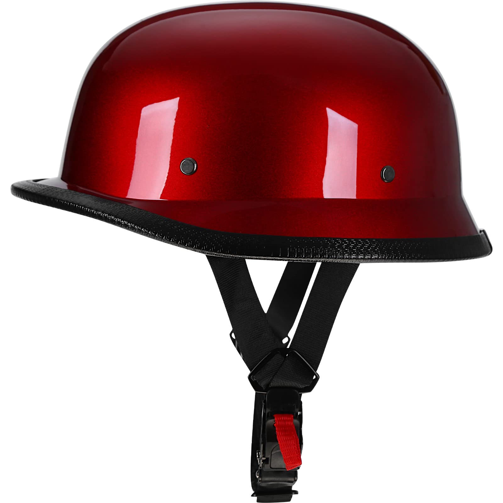 Yesmotor Half Shell Motorcycle Helmet with Cycling Glasses - DOT Approved, Large, Red & Black