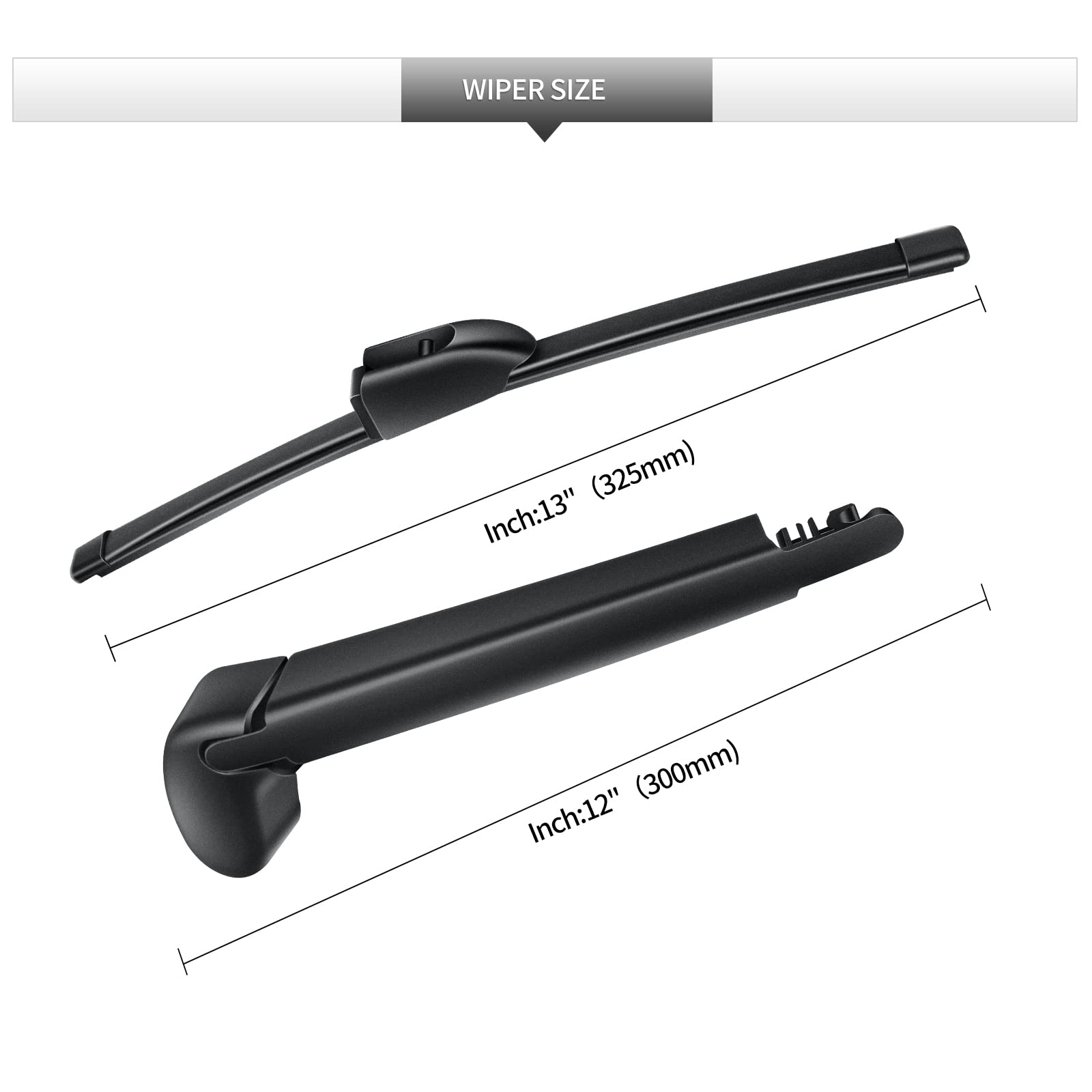 GARDIMU Replacement Rear Wiper Blade Arm Set for Jaguar F-PACE 2017-2023 - Durable Plastic Assembly