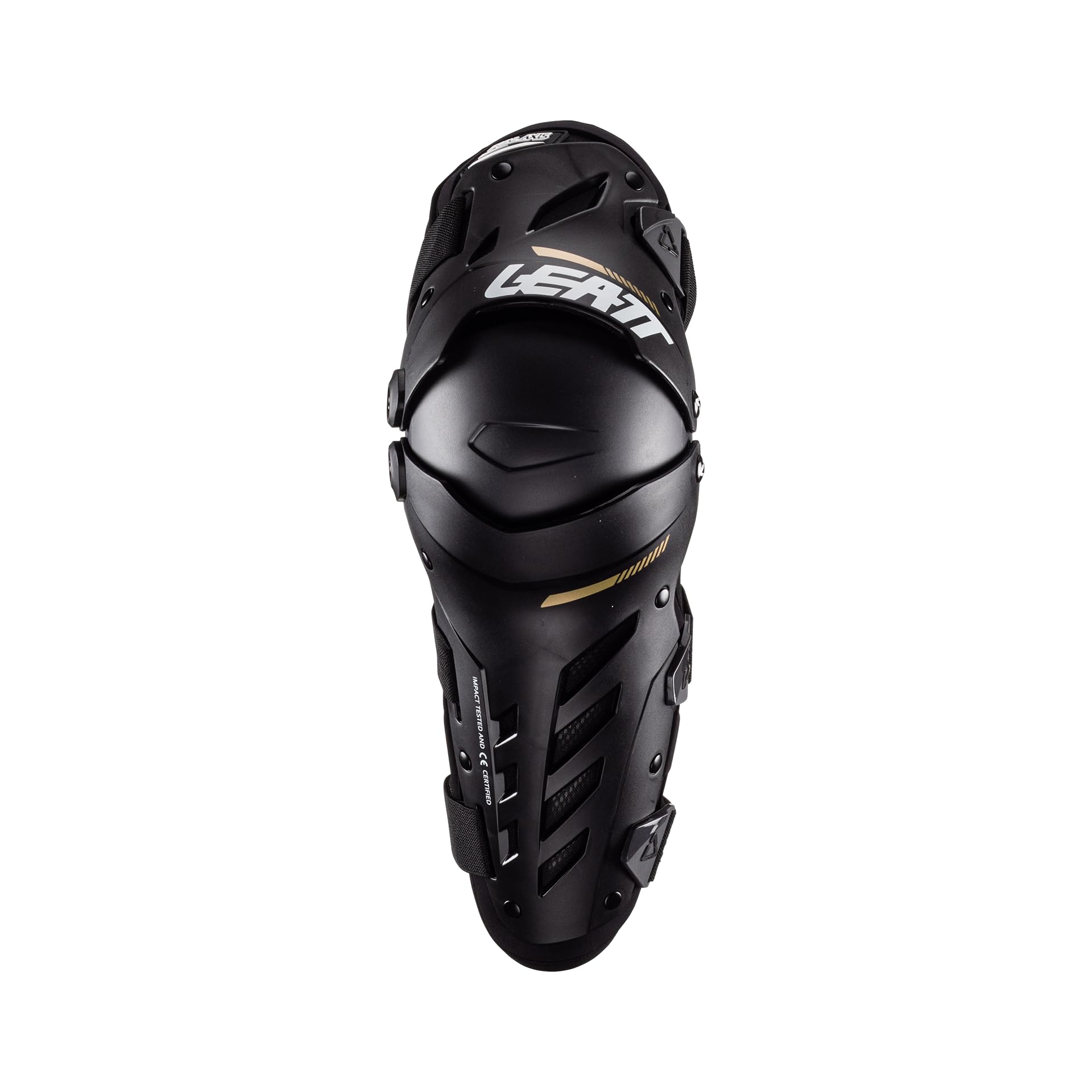 Leatt Brace Adult Dual Axis Off-Road Motorcycle Pivoting Knee and Shin Hard Shell Impact Foam Guard, Black, S/M