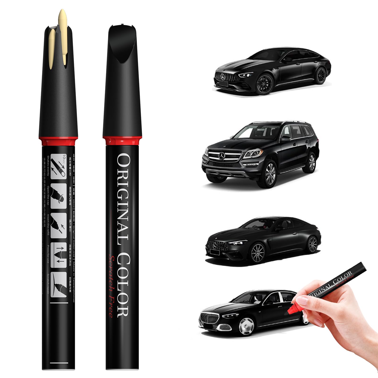 Carhoo 589/3589 Jupiter Red Compatible With Mercedes-Benz Exact Match Touch Up Paint Pen, Car Scratch Remover for Nicks and Chip