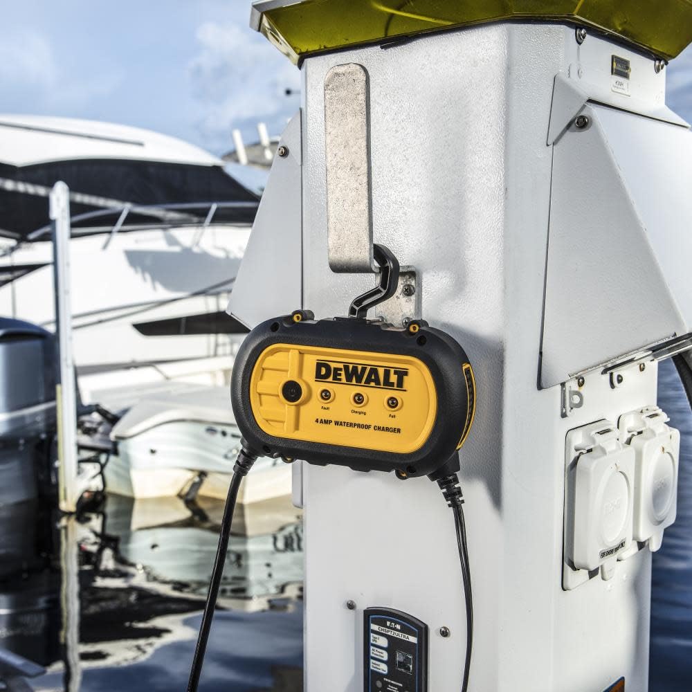 DEWALT DXAEWPC4 Fully Automatic 4 Amp 12V Waterproof Battery Charger/Maintainer - Black with Cable Clamps