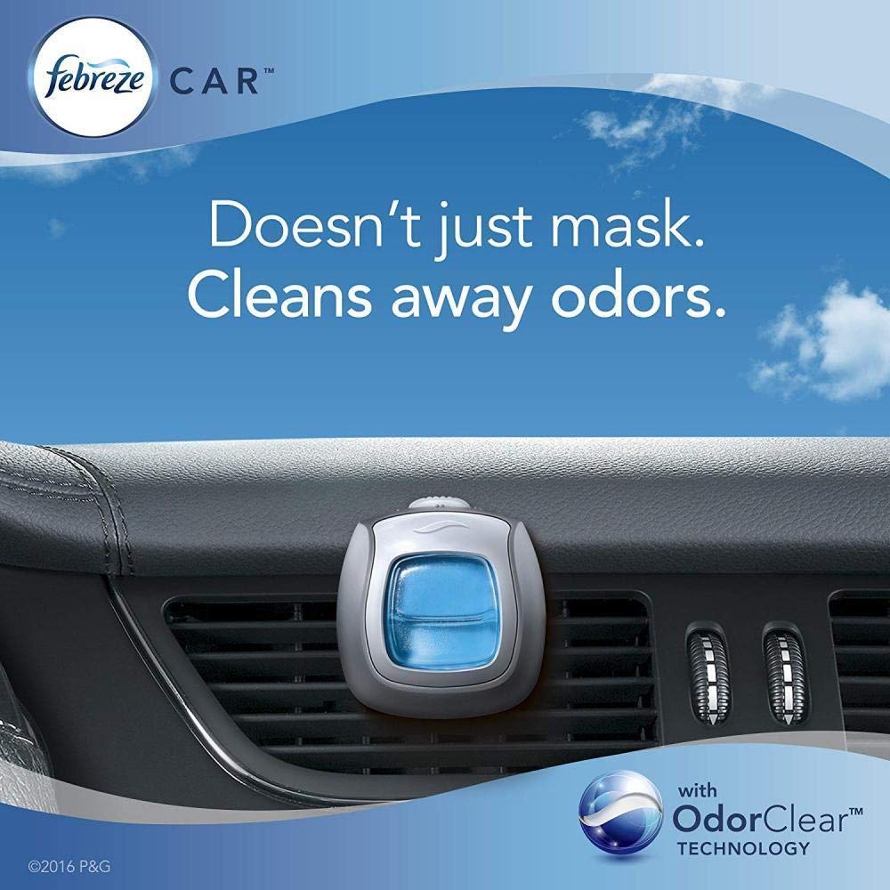 Febreze Car Air Freshener, 2 Gain Original And 2 Gain Island Fresh Scents, Odor Eliminator For Strong Odors (4 Count)