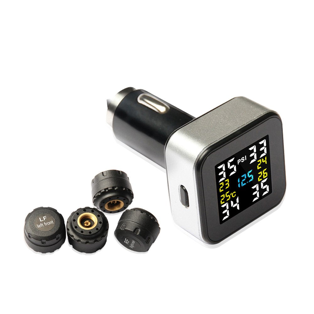 VESAFE Wireless Tire Pressure Monitoring System, Universal TPMS with Full-Color Real-Time Display, 5 Alarm Modes, 4 Waterproof T