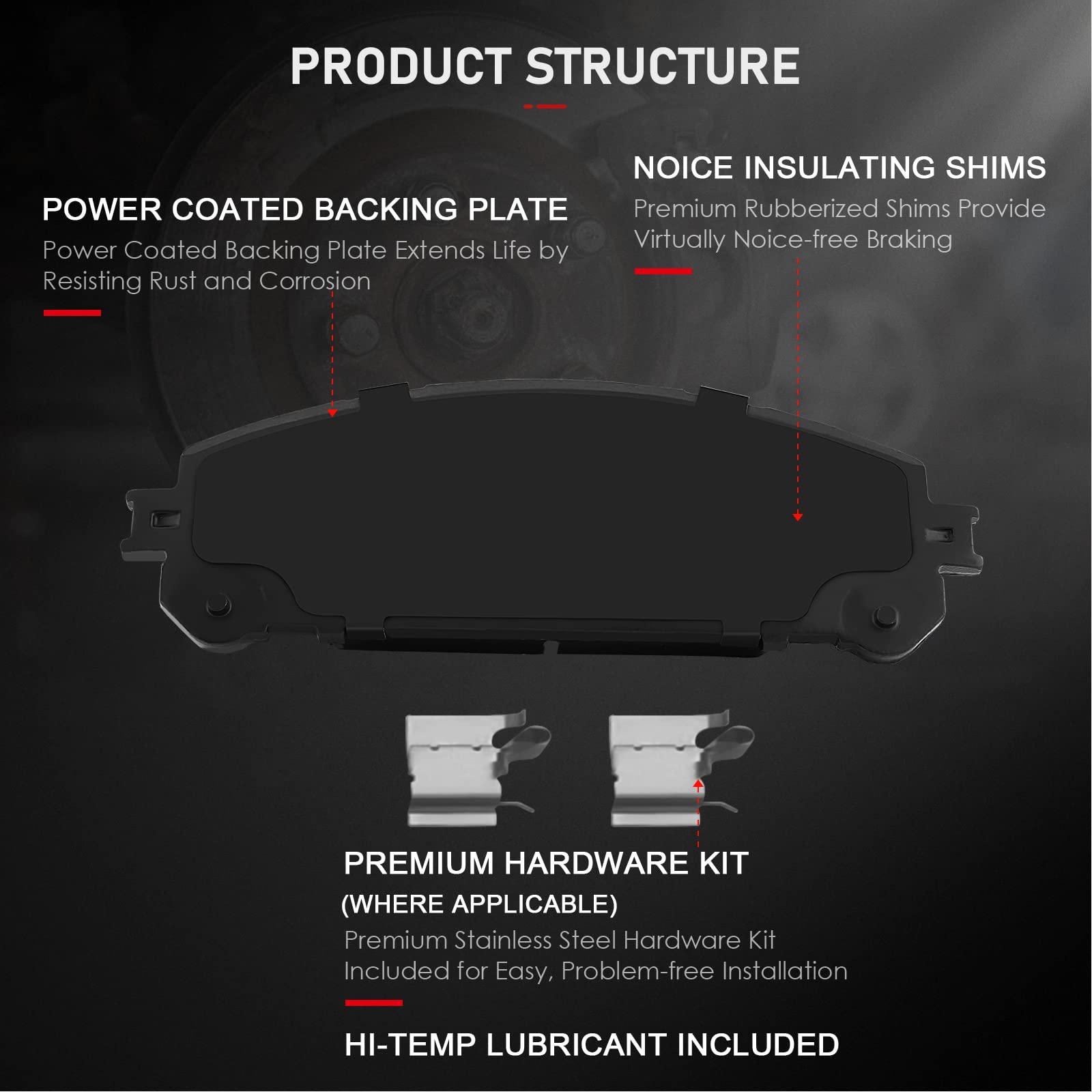 Cciyu D1324 D1391 Front & Rear Ceramic Brake Pads Kits 8Pcs Fit For 2010-2015 For Lexus Rx350, 2010-2015 For Lexus Rx450H, 2014-