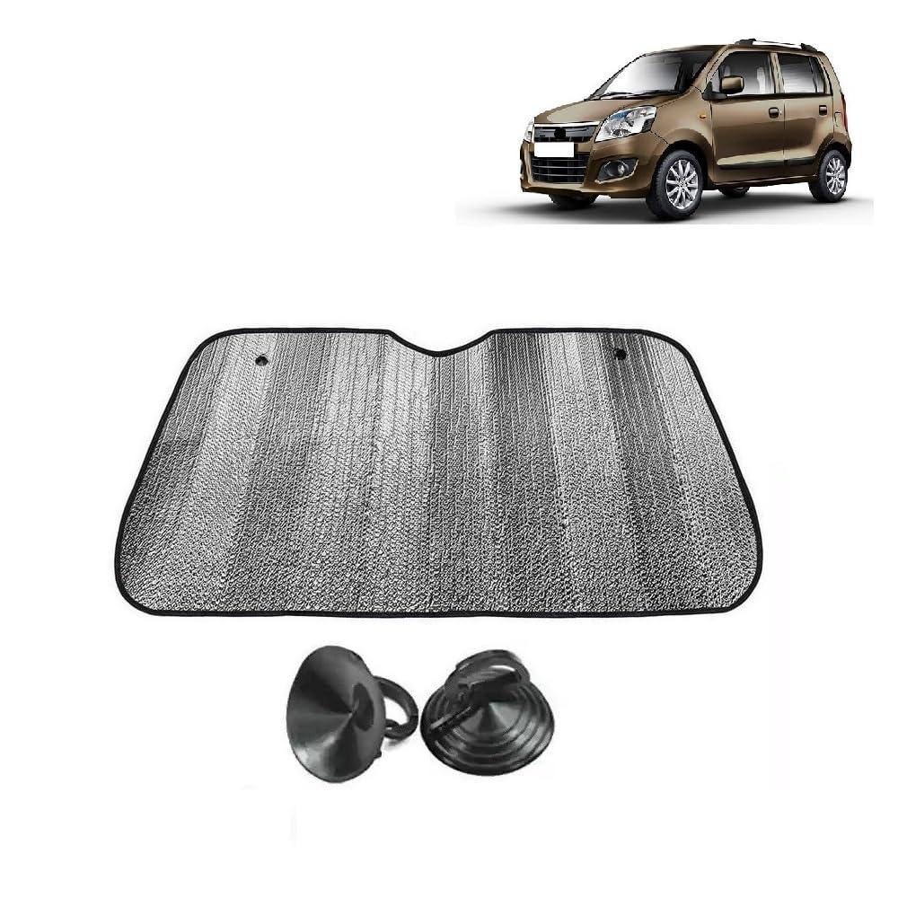 Car Windshield Sun Shade UV Rays Protector Silver Sunshade Solar Reflective Suitable for Maruti Suzuki Wagonr [20152018]