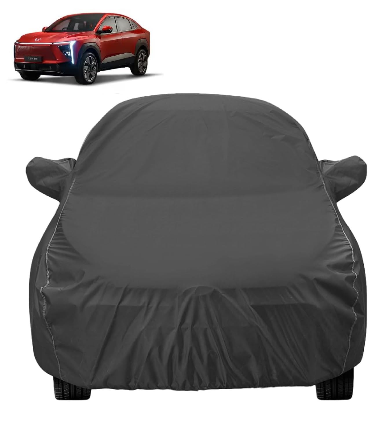 Auto Hub Car Cover Compatible with Mahindra XEV 9e EV with Mirror Pocket, Water Resistant, Triple Stitched, XEV 9e EV Car Cover