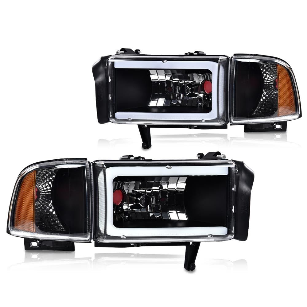G-Plus Led Light Strip Headlights W/O Bulbs, Compatible With Dodge Ram 1500 1994-2001/Fit Ram 2500 3500 1994-2002 (Not Fit For S