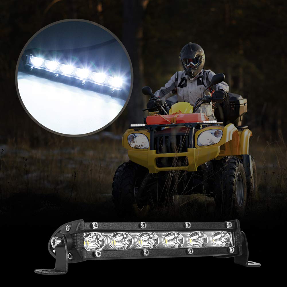 7 Inch Single Row Led Light Bar Pods - Beamcorn Ultra-Slim 60W 10000 Lumens Waterproof Driving Fog Light Combo Flood Spot Lights