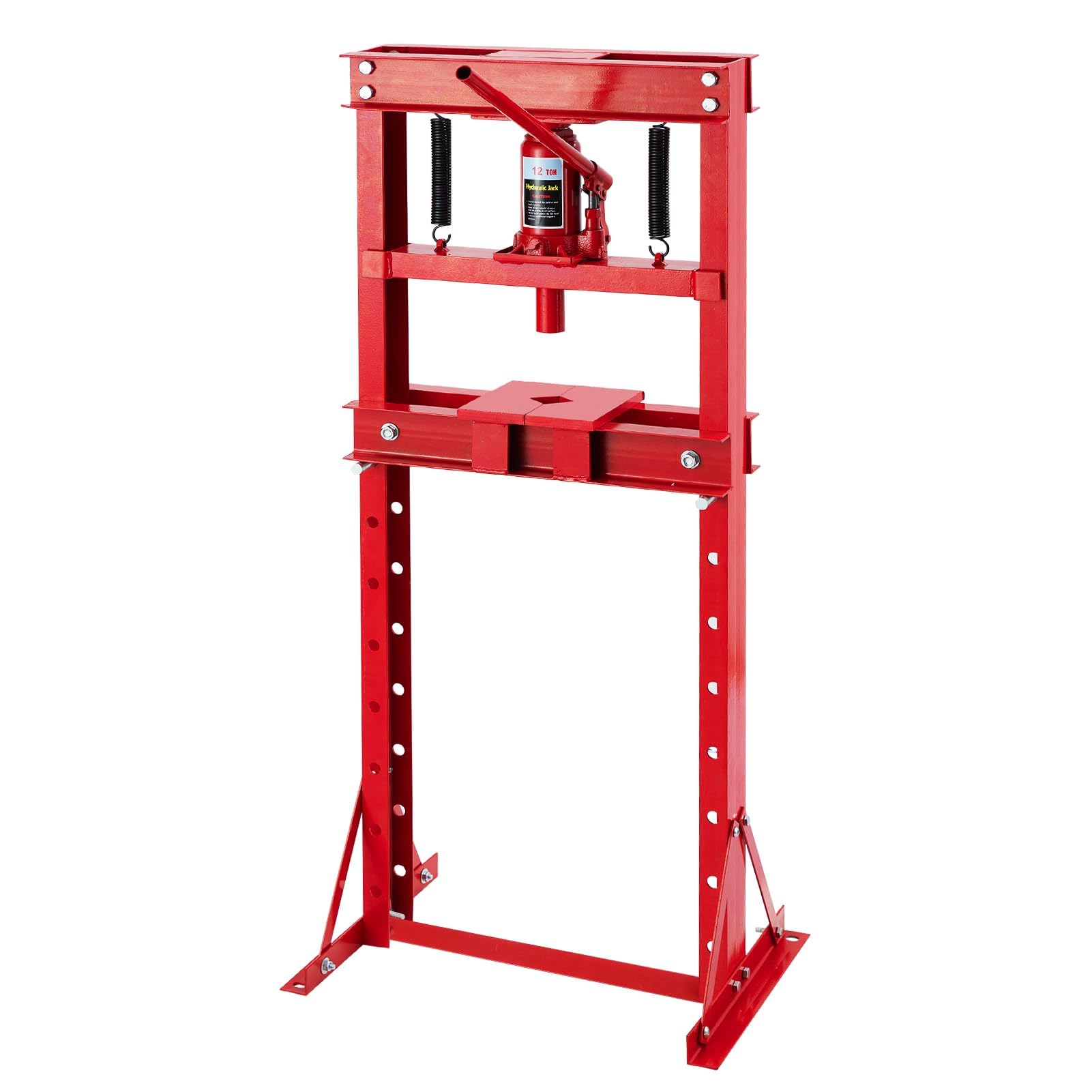 12 Ton Hydraulic Shop Press, H-Frame Heavy-Duty Garage Floor Press with 2 Press Plates, Adjustable Height Work Table, Ideal for 
