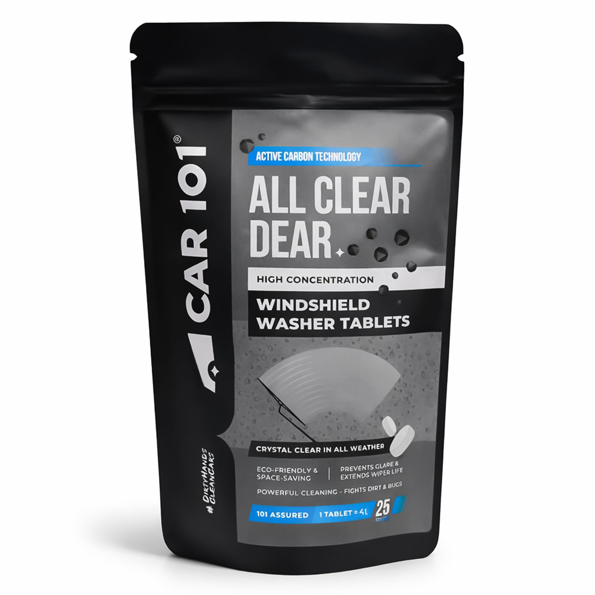 Car101 Windshield Washer Tablets  25Pcs | Car Accessories | Automotive Glass Wiper Cleaning Tablets | Concentrated Glass Cleani