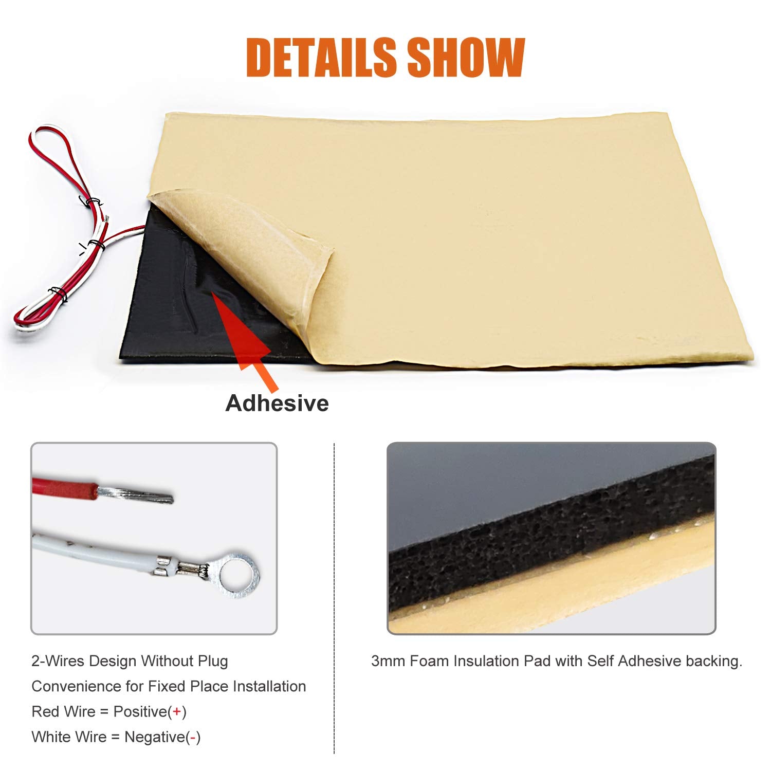 Facon RV Tank Heater Pads 12" x 18" with Thermostat, Black, Energy Efficient, QAI Certified, Prevents Freezing, Model CW-T1218