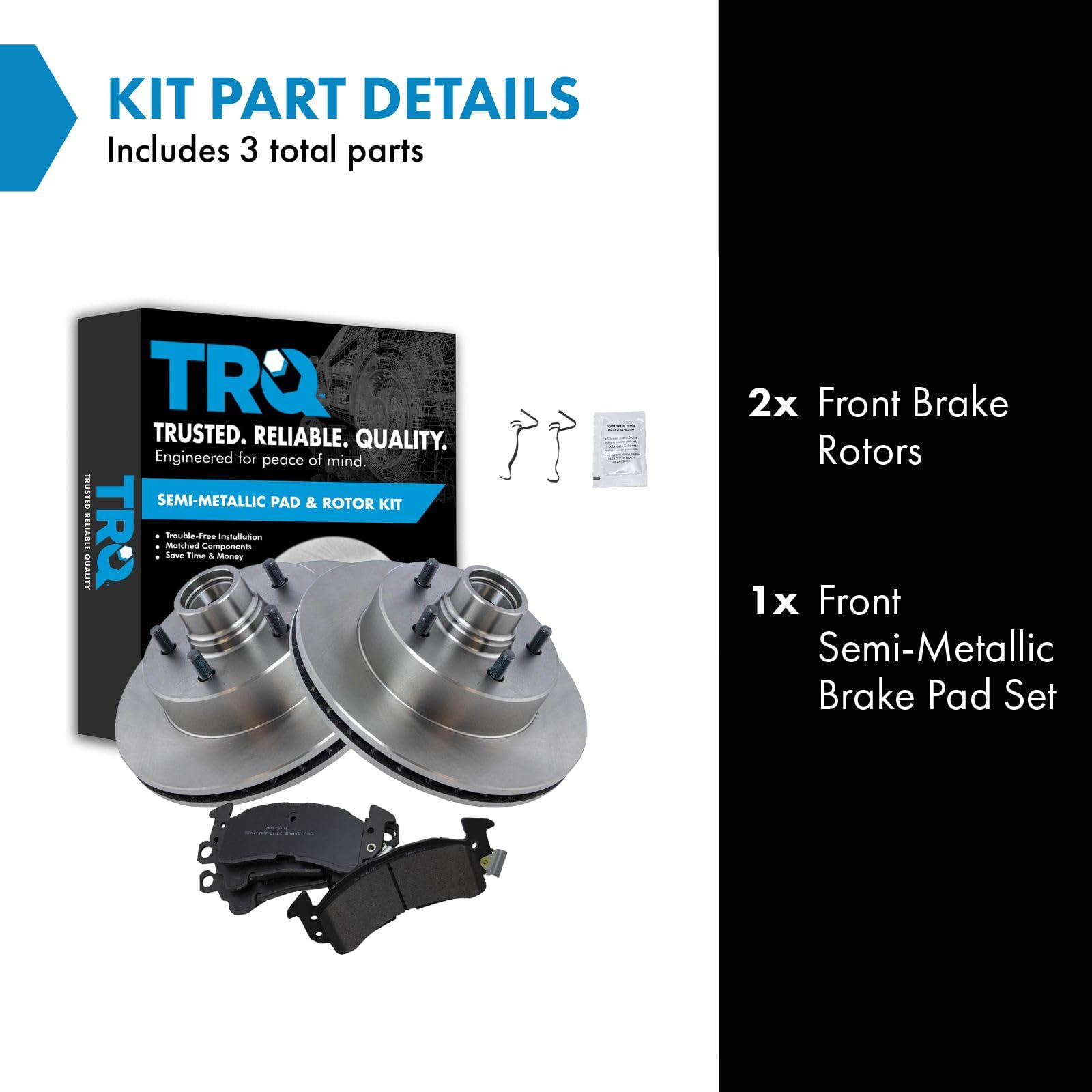 Trq Front Metallic Brake Pad & Rotor Kit Compatible With Gmc Safari Chevy Astro
