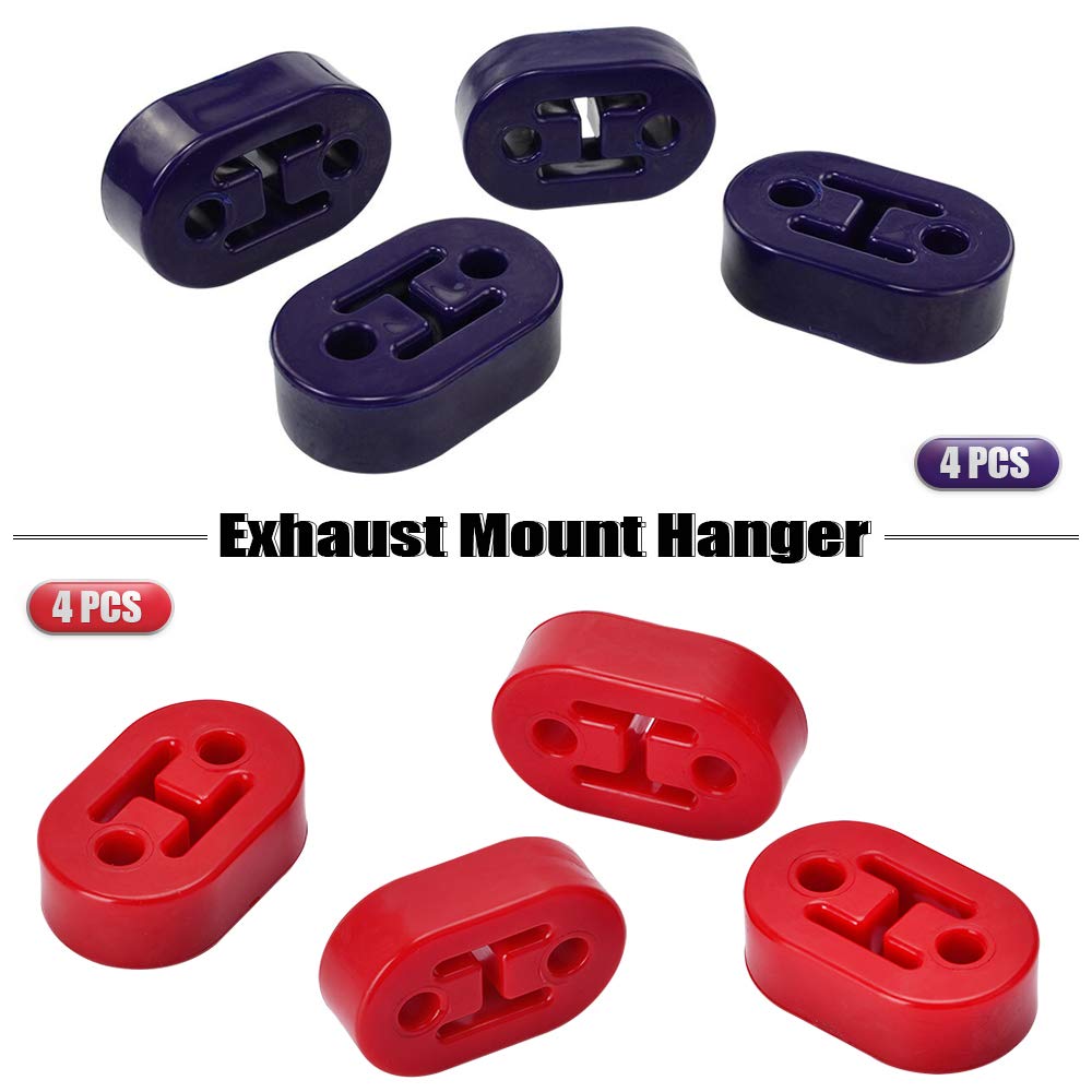 Ptnhz Racing Universal 4Pcs Polyurethane Exhaust/Muffler Rubber Short Hanger Insulator Bracket Bushing Mount 10Mm Red