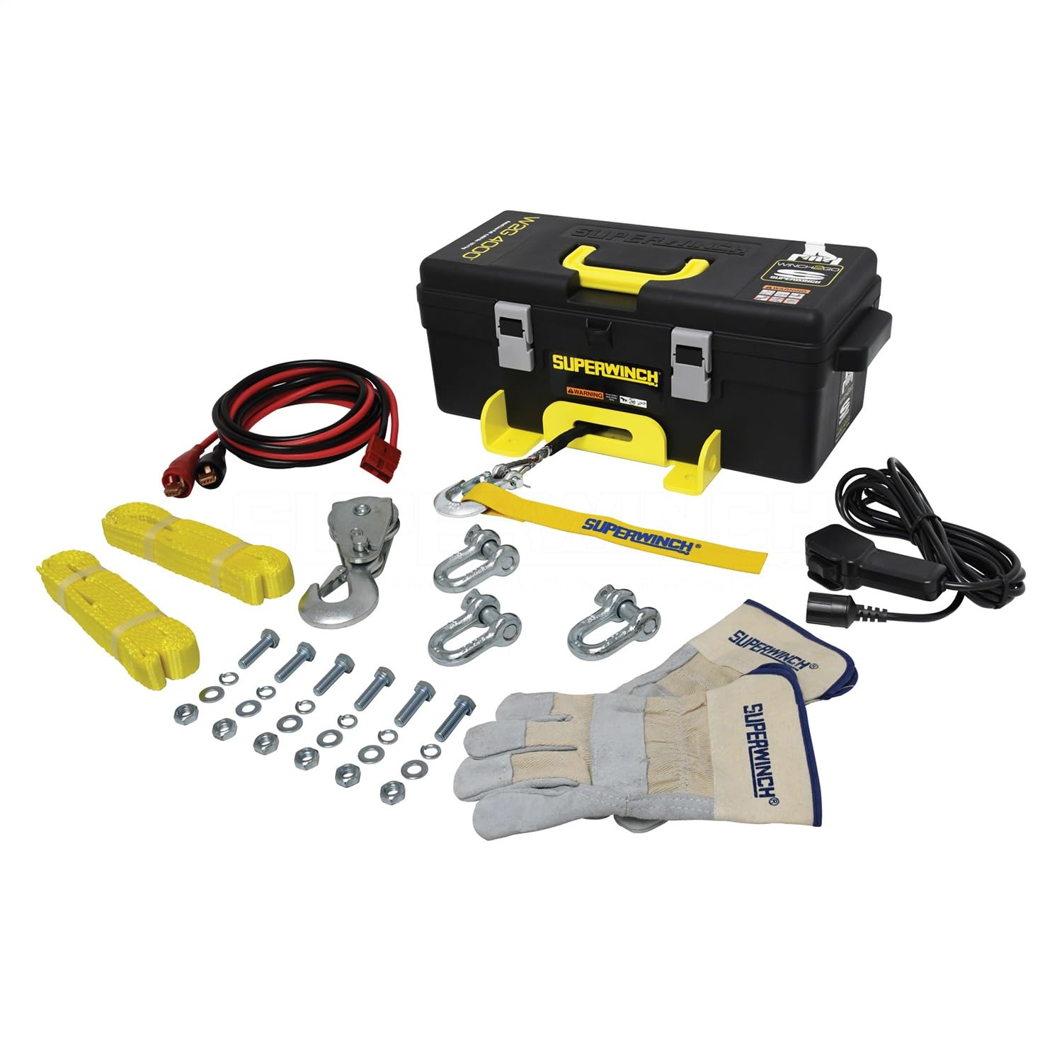 Superwinch 1140232 Winch2Go 12V DC Electric Portable Utility Winch 4000lb(1814.4kg) Single Line Pull with Steel Mounting Plate I