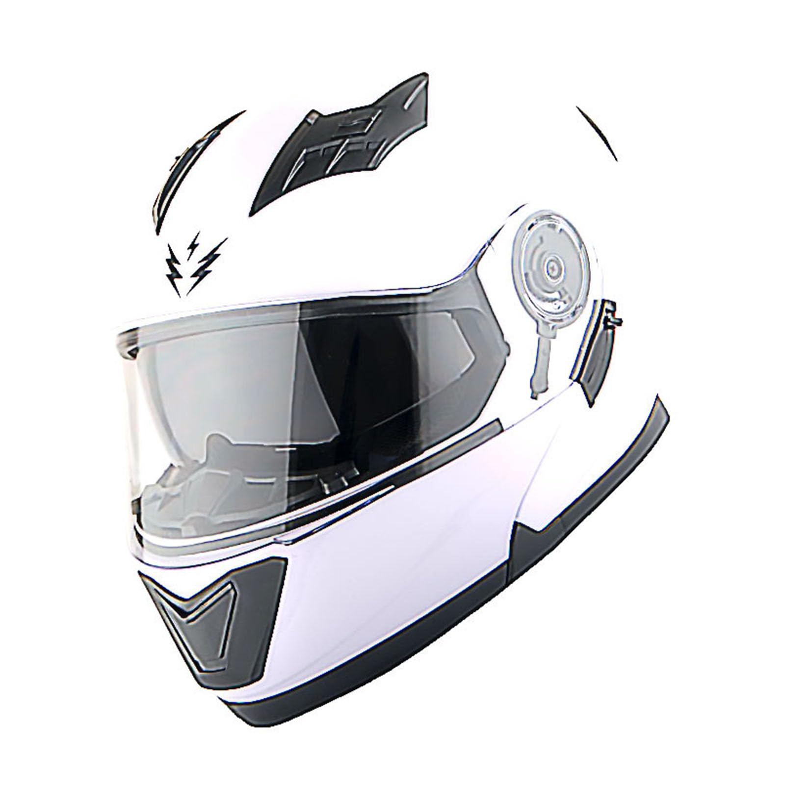 1Storm Modular Full Face Motorcycle Helmet - Large, Glossy White, Dual Visor, Rechargeable LED Tail Light, Thermoplastic Material