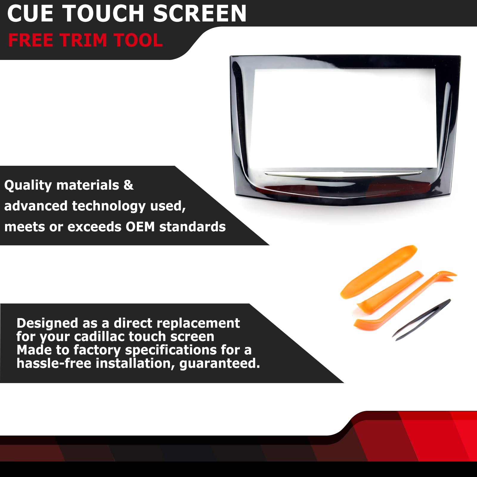 FEXON CUE Touch Screen Display for Cadillac ATS Escalade SRX XTS CTS 2013-2017 with Free Trim Tool, Model KZ-TSD-0001