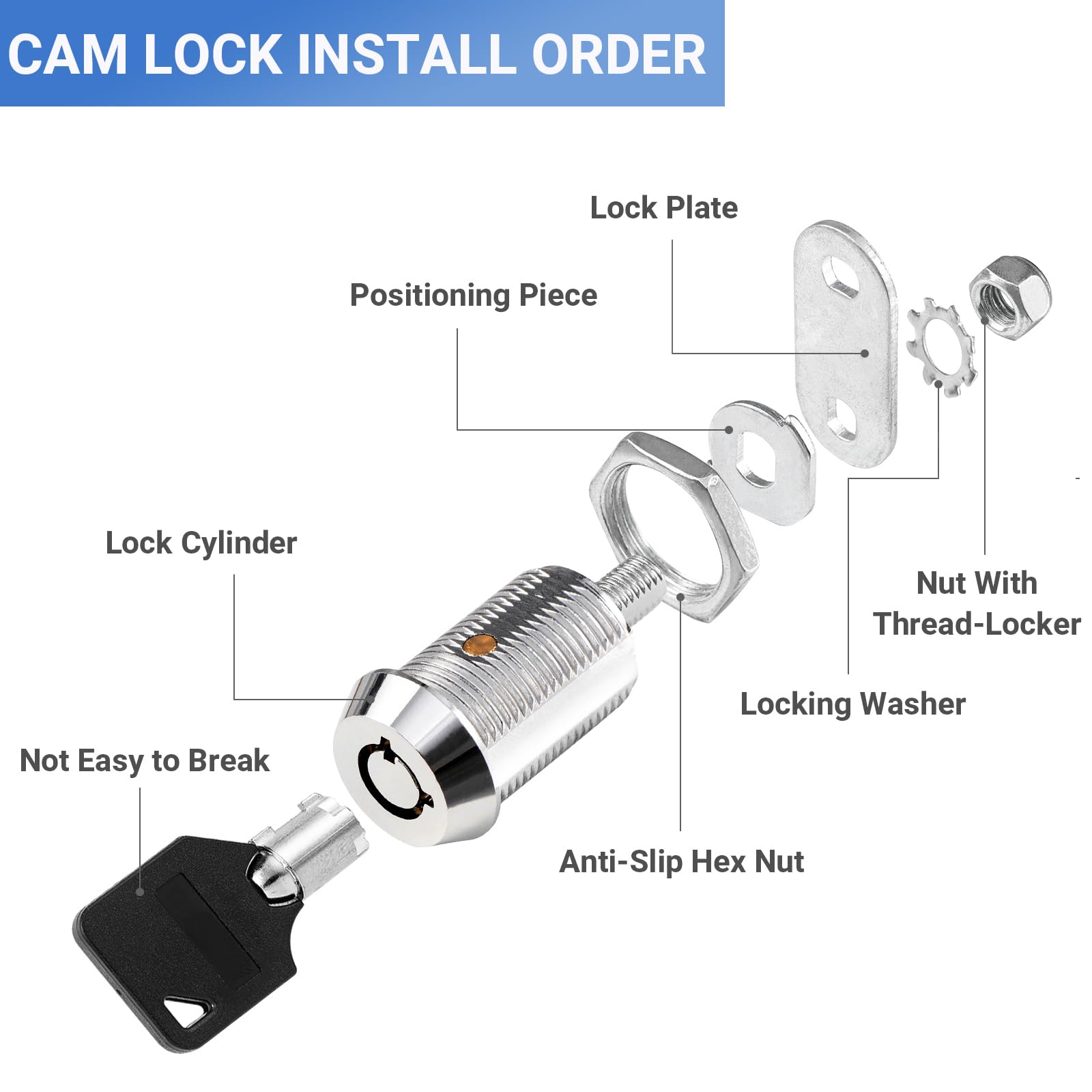 Cam Locks Rv Storage Keyed Alike, 1'' Fits On 3/4'' Max Door Thickness, Compartment Locks For Camper Trailer Cabinet With Keys (