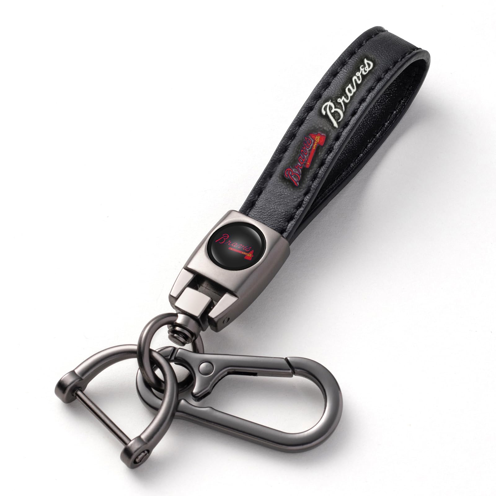 Kaleduo Baseball Fans Car Keychain Keyring, Leather Car Key Chain Compatible With Atlanta Braves Baseball Fans,Delicate Gifts Fo