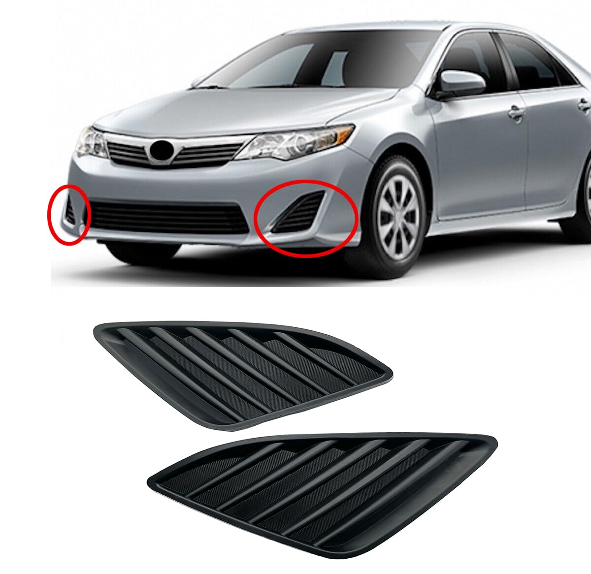 Fog Light Cover For 2012-2014 Toyota Camry Black Front Left and Right Bumper Grille Insert Bezel trim