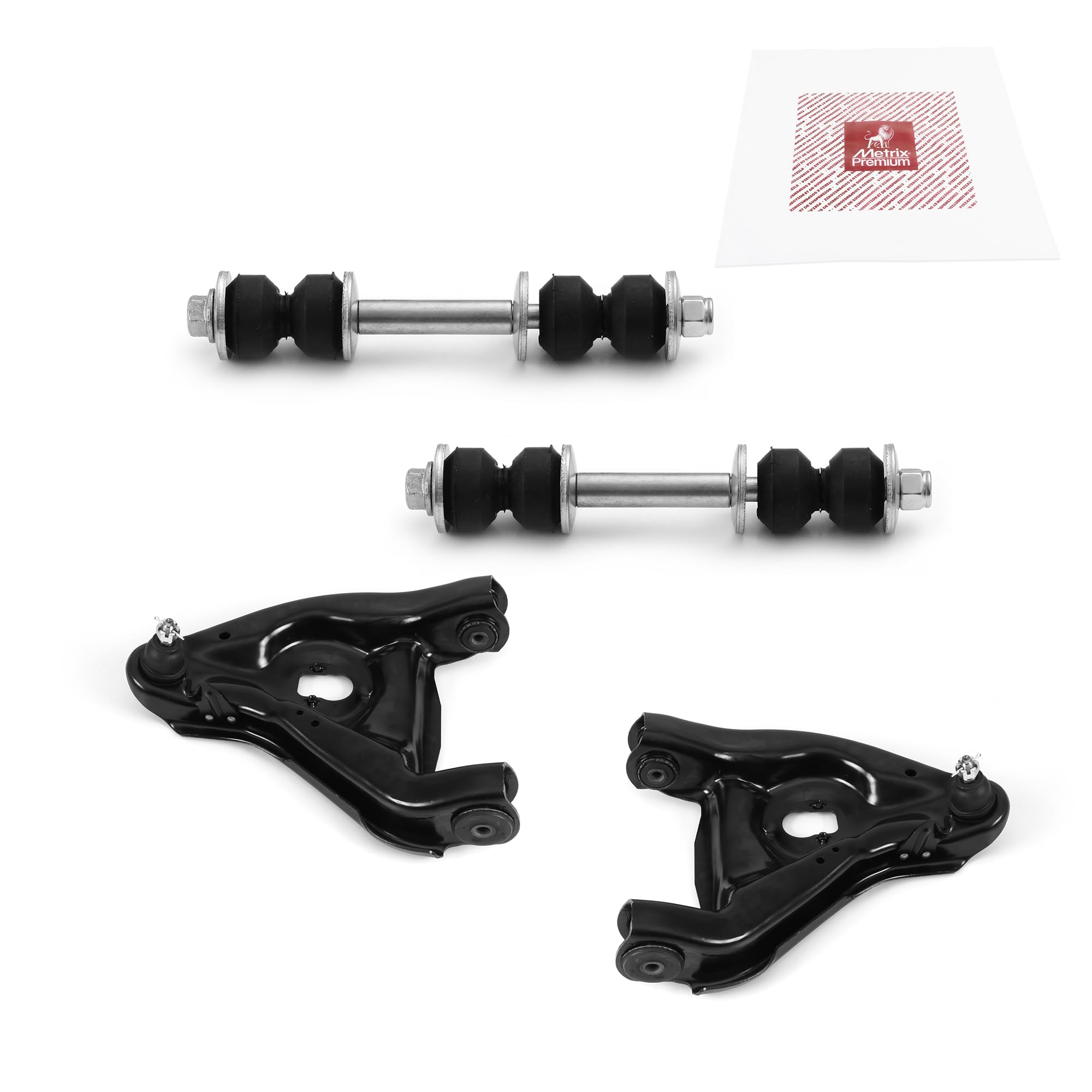 Metrix Premium Chassis Parts - 4 Pc Front Lower Control Arm & Front Sway Bar Stabilizer End Link Kit Fits 00 Cadillac Escalade,