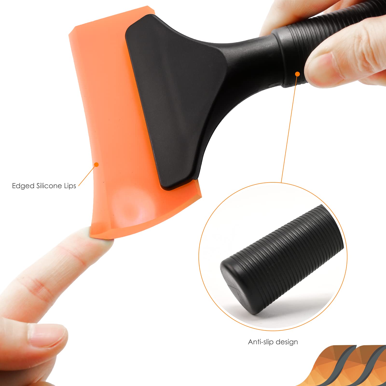 Ehdis Small Squeegee 5 Inch Rubber Window Tint Windshield Scraper For Car,Glass, Mirror, Shower, Door,Bathroom Cleaning(Orange, 2)
