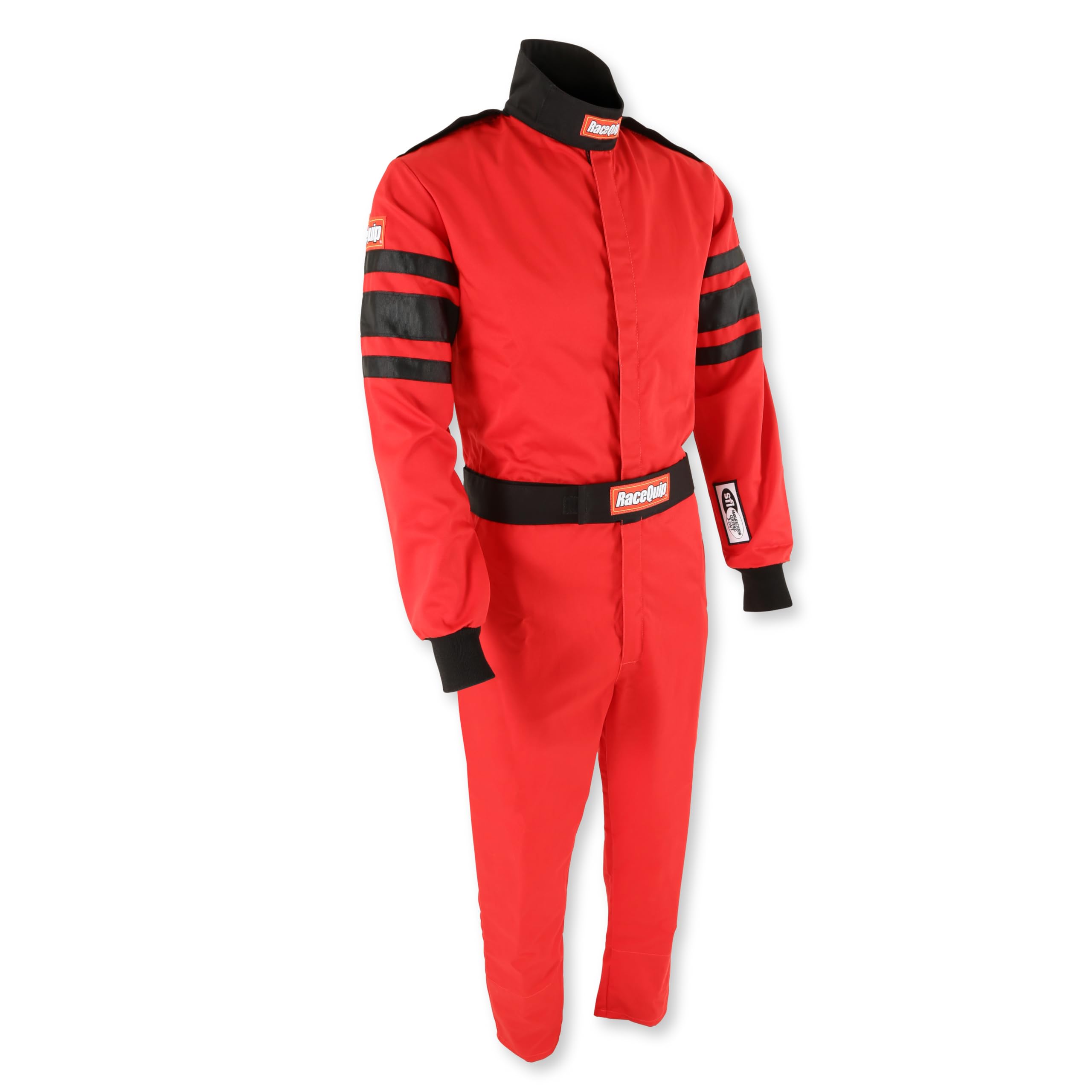 Racequip 110015Rqp 110 Series 1-Pc Driving Suit Sfi 3.2A/1 Red/Black Stripe Large