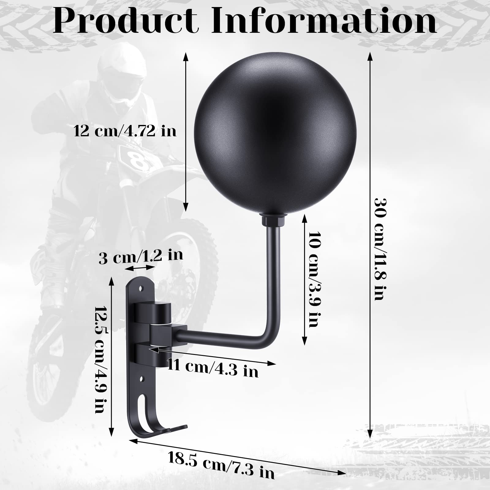 Motorcycle Helmet Racks Wall Mount Bike Helmet Holder with 2 Metal Hooks for Motorcycle Bike Coat Jacket Cap Wig Key(3 Pack)