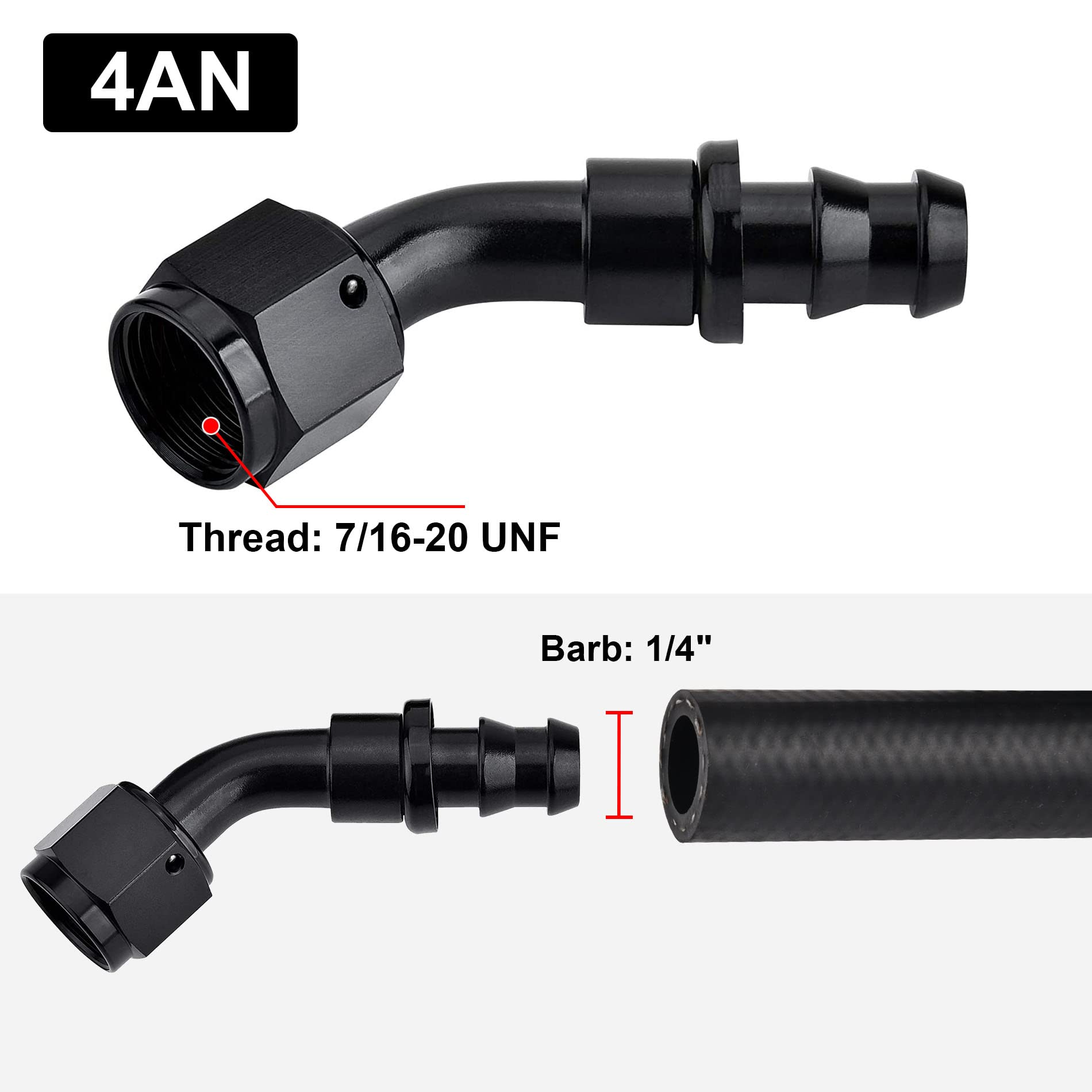 Evil Energy 4An 45 Degree Push Lock Hose Fitting End Black