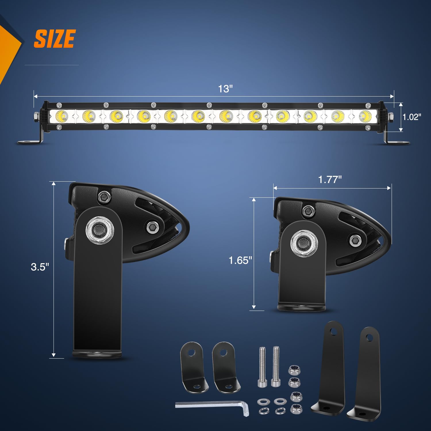 Nilight Single Row Led Light Bar Ultra-Slim Flood Light Bar 13 Inch 36W Fog Driving Work Roof Bumper Lighting For Offroad 4X4 Tr